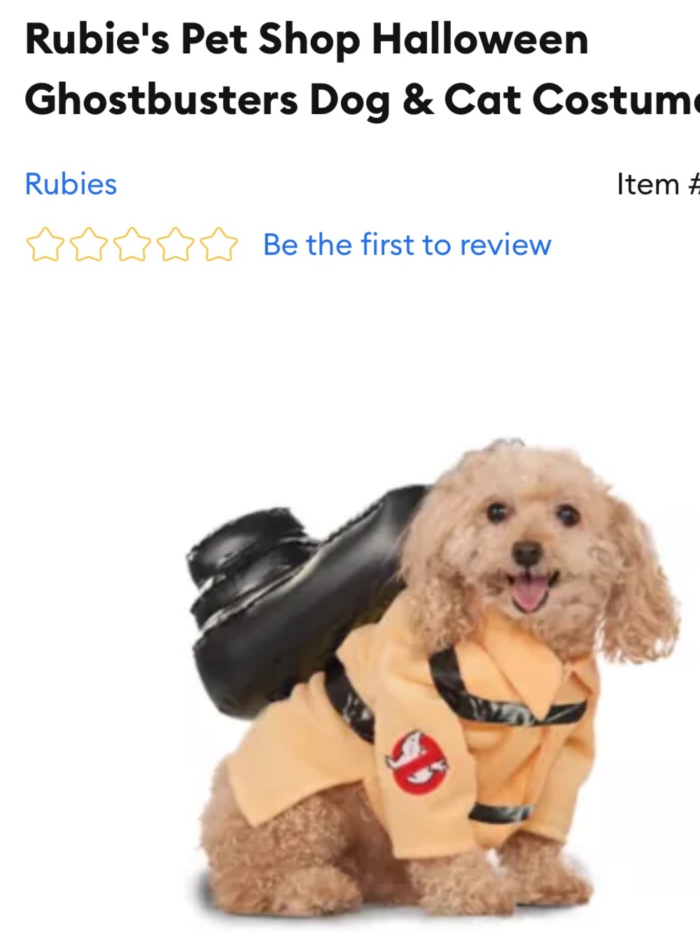NEW Rubies dog Halloween costume Ghostbusters size small